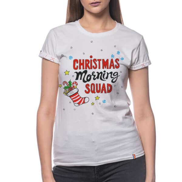 Tricou pictat CHRISTMAS MORNING SQUAD